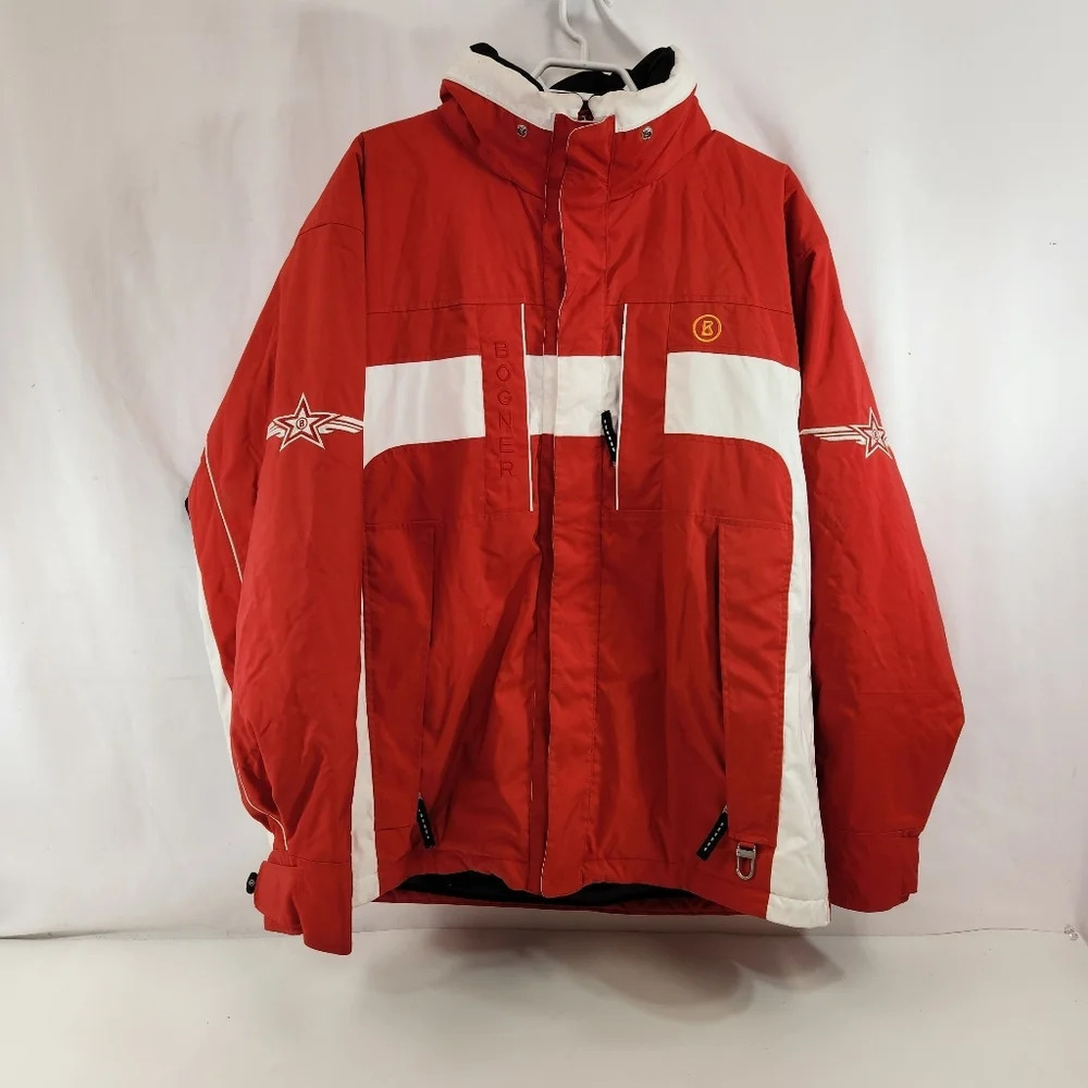 Bogner Goan Thylmann Red Ski Jacket Foldable Hood Mens 42 (Large)